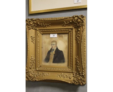 ENGLISH SCHOOL (XX). Portrait of gentleman, watercolour, gilt framed and glazed, 17.5 x 14.5 cm