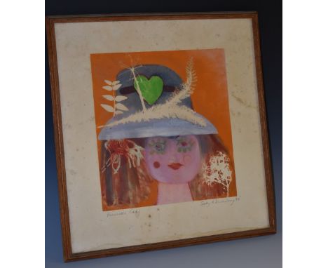 Sally R Ducksbury, Vunerable Lady (sic), coloured etching, signed and titled in pencil to the border, dated '60, 31cm x 29cm,