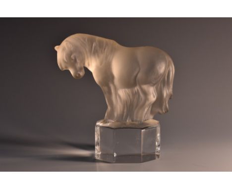 A Goebel frosted and clear glass model, of a pony, octagonal base, 9.5cm high, marked, c.1930 , 
