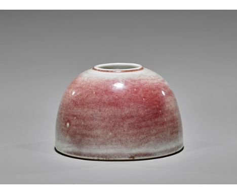 ANTIQUE 'PEACHBLOOM' BEEHIVE COUPEAntique Chinese porcelain coupe; of domed beehive form with small mouth; showing a blush  '