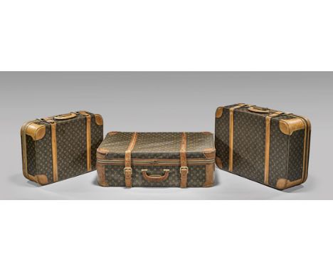 VINTAGE LOUIS VUITTON THREE-PIECE LUGGAGE SETSet of three, matching vintage Louis Vuitton classic monogram suitcases; of grad