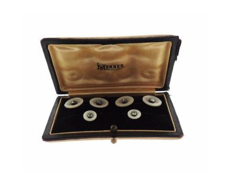  Metal  : 14k Gold   Designer  : Not Signed   Gemstone  :  Pearl, Diamond.   Measurements  : Cufflink top is 13mm and 9mm in 