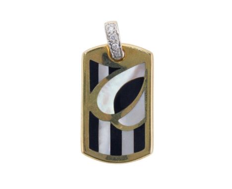  Metal  :  14k Gold   Designer  : Asch Grossbardt    Gemstone  : Diamonds - approx. 0.06ctw, Mother-of-Pearl, Onyx   Measurem