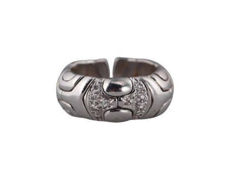  Metal  : 18k Gold   Designer  : Not Signed   Gemstone  :  Diamonds approx. 0.14ctw.   Measurements  : Ring size 6, width 8.5