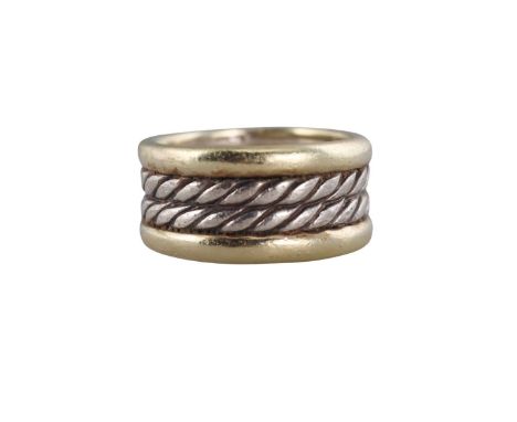  Metal  :  14k Gold/ Sterling Silver   Designer  : David Yurman   Gemstone  : None   Measurements  :  Ring size 7, ring is 10