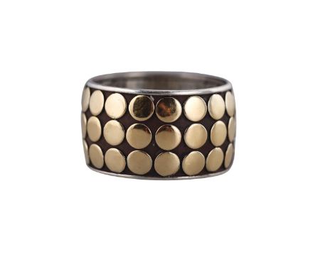  Metal  : 18k Gold/ Sterling Silver   Designer  : John Hardy   Gemstone  : None    Measurements  : ring size 8, ring is 12.5m