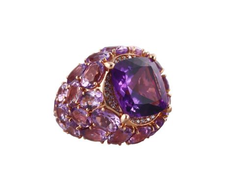  Metal  : 18k Rose Gold   Designer  : Mimi Milano   Gemstone  : Amethyst, Diamonds approx. 0.42ctw.    Measurements  : Ring s
