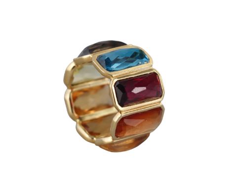  Metal  : 18k Gold    Designer  : Ippolita  Gemstone  : Citrine,Amethyst, MOP., Topaz, Quartz.    Measurements  : Ring size 6
