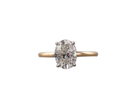  Metal  : 18k Gold / Platinum    Designer  : Not Signed   Gemstone  : GIA 1.55ct oval I/I1 diamond - 8.68 x 6.41 x 4.32mm.   