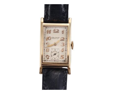  Metal : 14k Yellow Gold  Designer  : Waltham  Movement  : Manual   Measurements  : 20mm case diameter x 38mm lug tip to lug 