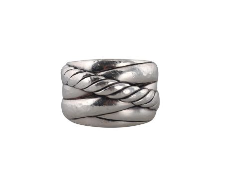  Metal  : Sterling Silver   Designer  : David Yurman   Gemstone  : None   Measurements  :  Ring size 6.5, ring is 15mm wide. 