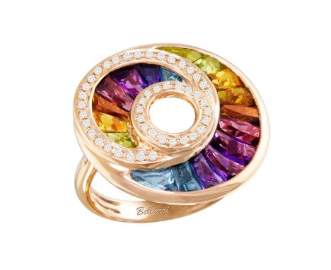  Metal  : 14k Rose Gold   Designer  : Bellarri   Gemstone  : 0.31ctw in H/VS diamonds and 3.82ctw in multi color gemstones.  