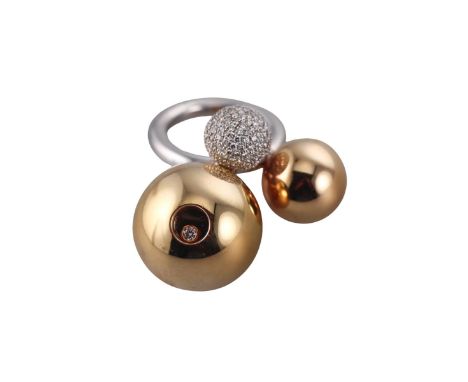  Metal  :  18k Gold   Designer  : Chopard   Gemstone  : Diamonds 1.10ctw.    Measurements  :  Ring size 52, US size 6,  balls