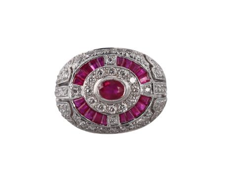  Metal  : 18k Gold   Designer  : Not Signed   Gemstone  :  Diamonds 1.20ctw, Ruby 1.60ctw.  Measurements  : Ring size  7, top
