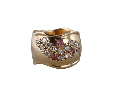  Metal  : 14k Gold   Designer  : Zikos   Gemstone  : Diamonds approx. 0.78ctw, Pink sapphire.   Measurements  : RIng size 6, 