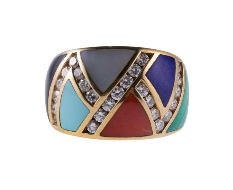  Metal  : 14k Gold   Designer  : Asch Grossbardt   Gemstone  :Mother-of-Pearl, Coral, Lapis, Turquoise, Malachite, Onyx     M