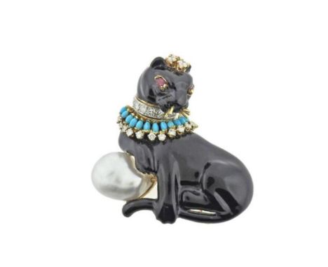  Metal  : 18k Gold   Designer  : Neiman Marcus   Gemstone  : Diamonds approx. 1.72ctw, Turquoise, Ruby, South Sea pearl.    M