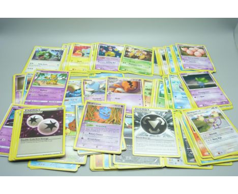 Ninety Pokemon cards, various sets - Undaunted, Mysterious Treasures, Diamond and Pearl, etc., 2007, 2009 and 2005 