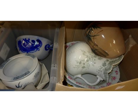 Three boxes of china including a wash jug and basin **PLEASE NOTE THIS LOT IS NOT ELIGIBLE FOR POSTING AND PACKING** 