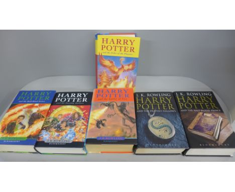 Six Harry Potter first edition books 