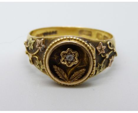An Edward VII 18ct gold and diamond ring, Birmingham 1902, 4.4g, P 