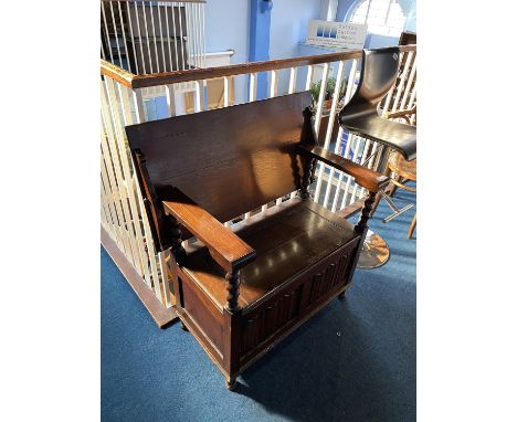 Oak barley twist Monk's bench