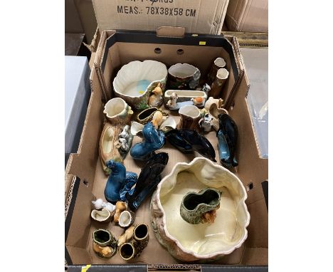 Box of mixed ceramics including Poole and Sylvac
