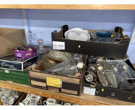 Four boxes of assorted including EPNS and mixed glassware