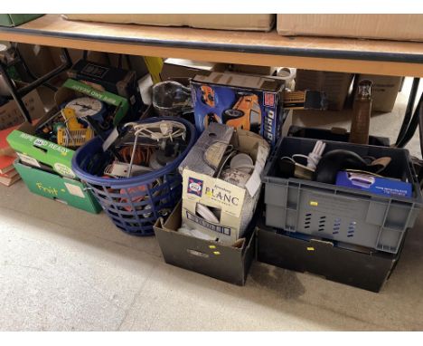 Seven boxes of tools and ceramics
