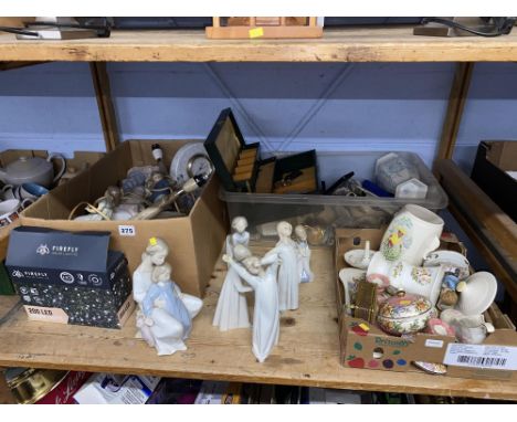 Shelf of Nao, Lladro, Aynsley china and Maling