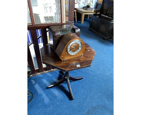 Bakelite radio, clock and occasional table