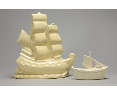 two Art Deco-sculptures in ceramic, one signed Jules Dubois and one signed FontinelleLot van twee Art Deco-sculpturen in faïe