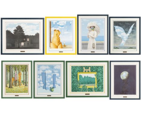 MAGRITTE RENÉ (1898 - 1967)series of eight lithographs printed in colors with typical René Magritte surrealistic compositions