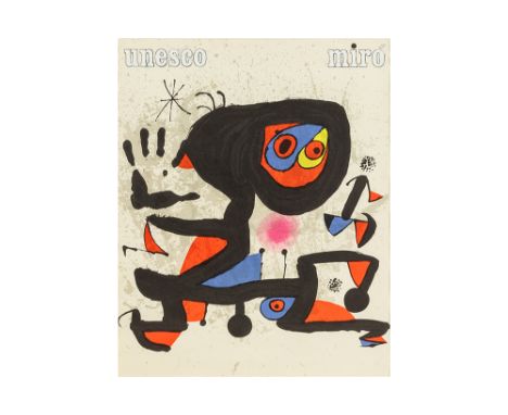MIRO JOAN (1893 - 1983)Joan Miro mixed media to be dated in 1974 : a painting on a lithograph as a draft for the poster of "U