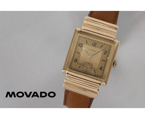 vintage "Movado Paris" marked mechanic wristwatch (ref 4784 (?)) to be dated around 1940/50 in yellow gold (18 carat) - with 