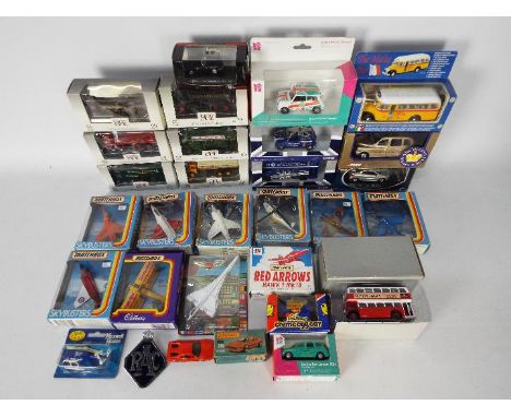 Matchbox, Corgi, EFE, Others - 28 boxed diecast vehicles in various scales. Lot includes Matchbox Skybusters #SB24 F-16; Corg