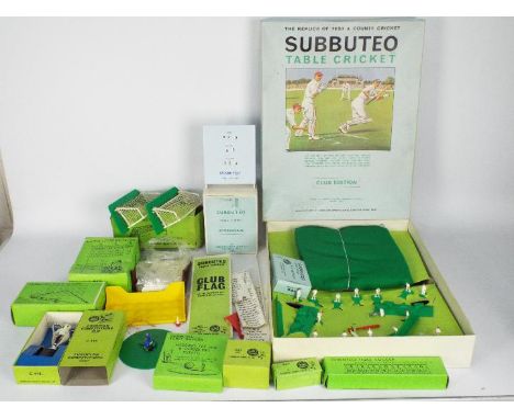 Subbuteo - A boxed Subbuteo Table Cricket 'Club Edition' Set, with 15 players, pitch, screen, accessories and ephemera. with 