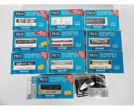 Peco - A collection of 10 x boxed 00 gauge wagon kits including 5 Plank Mineral Wagon, 7 Plank Coal Wagon, BP Tank Wagon and 