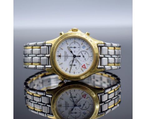 Jaeger-LeCoultre seltener Armbandwecker mit Chronograph Serie Heraion Referenz 116.1.33,  Schweiz um 1989, quarz, Geh. massiv