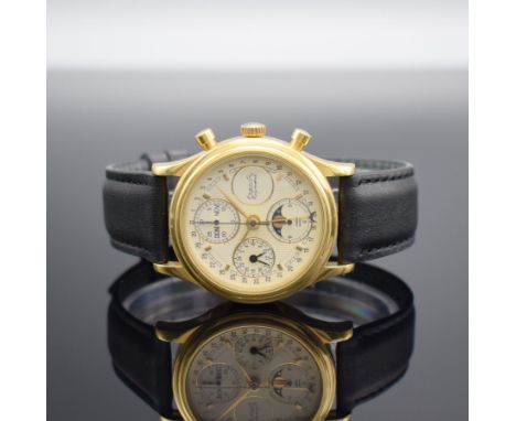 AUGUSTE RAYMOND limitierter Armbandchronograph mit Vollkalenderanzeige in GG 750/000,  Automatik, Schweiz um 2000, auf 150 St