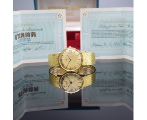 ETERNA-MATIC 3000 nahezu neuwertige Herrenarmbanduhr in GG 750/000 mit Box &amp; Papier Referenz 744,  Schweiz um 1965, Autom