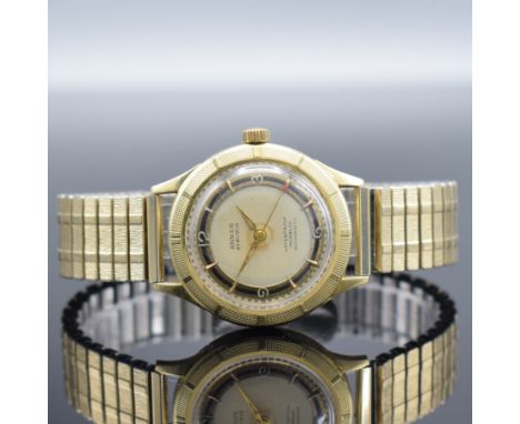 ANKER Armbanduhr in GG 585/000,  Handaufzug, Deutschland um 1960, Boden verschr., Zifferbl. altersbed. fl./pat. 'Tropical', A
