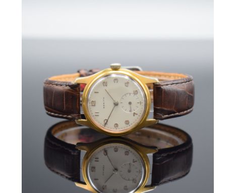ZENITH Herrenarmbanduhr,  Handaufzug, Schweiz um 1954, verg. Metallgeh., Boden m. Gravur 'Saarbergwerke 1954 ' verschr., silb