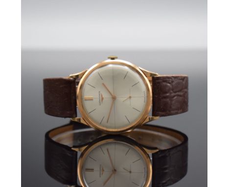 LONGINES 30 L große Herrenarmbanduhr in RG 750/000,  Schweiz/Argentinien um 1967, Handaufzug, neutrales argentinisches Geh., 