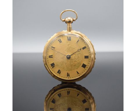 Große Taschenuhr mit 1/4-Stundenrepetition auf 3 Tonfedern in RG 750/000,  Schweiz um 1820, Schlüsselaufzug, sehr schön erhal