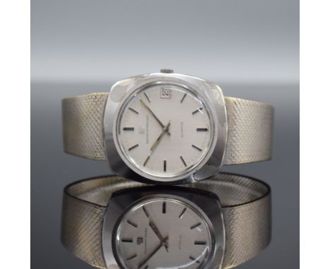 GIRARD PERREGAUX Herrenarmbanduhr in WG 750/000 mit neutralem Goldband in WG 750/000,  Schweiz um 1970, quarz, massives Gehäu