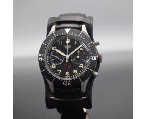 HEUER Flieger-Schaltradchronograph der BUNDESWEHR Versorgungs-Nr. 6645-12-146-3774, Schweiz um 1968, Handaufzug, 4-fach versc