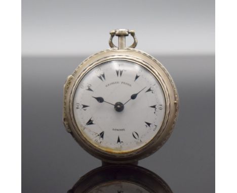 GEORGE PRIOR Spindeltaschenuhr für osmanischen Markt mit 2 Übergehäusen,  England um 1780, Silber, Emailzifferbl. mit osmanis