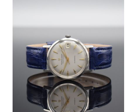 UNIVERSAL GENEVE Polerouter Herrenarmbanduhr,  Automatik, Schweiz 1960er Jahre, Edelstahlgeh., Boden verschr., flache Ausführ