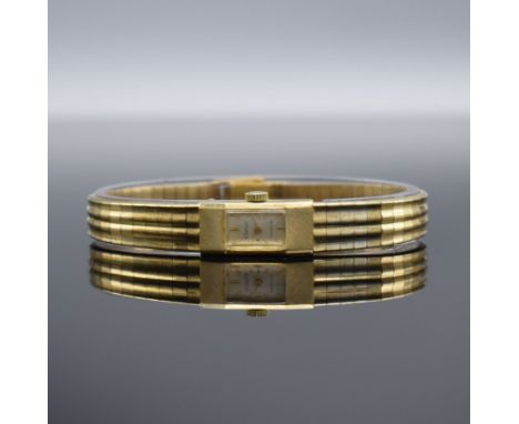 ELEGANCE Damenarmbanduhr in GG 585/000 mit Goldband in 585/000,  Schweiz um 1960, Handaufzug, 2-teil. Geh., Boden aufgedr., G